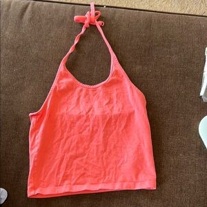 American Eagle Outfitters Coral Halter Crop Top Relaxed Fit